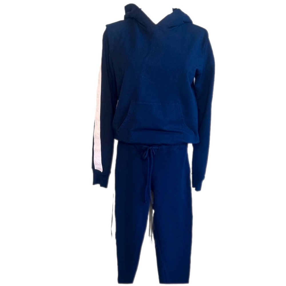 Monrow 2 Piece Sweat Outfit Navy with White Stars down sides Size XS